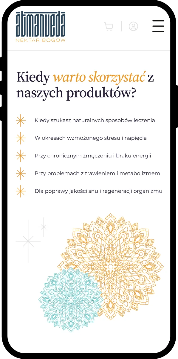 Atmanveda supplement store - mobile view, about the company