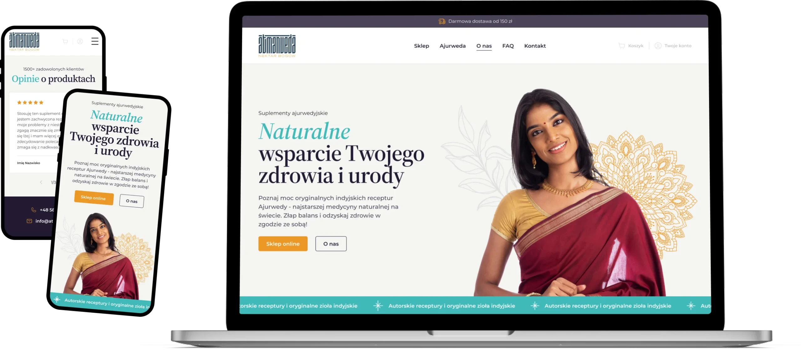 online store with supplements - desktop and mobile version