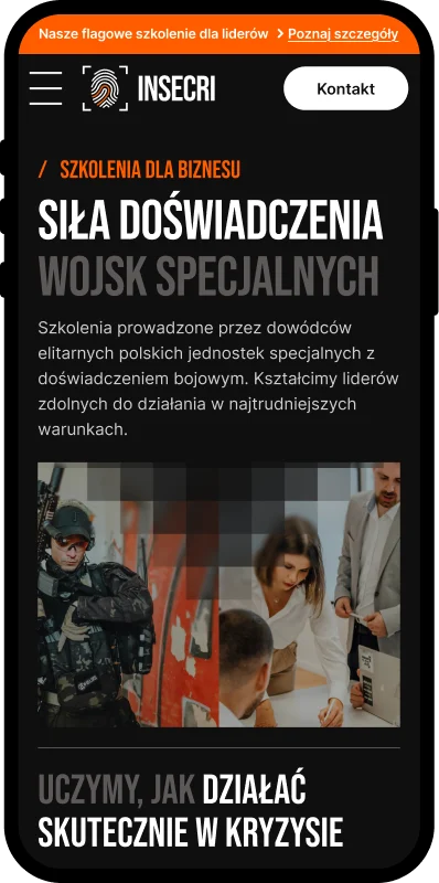 Strona dla firmy szkoleniowej — widok mobilny