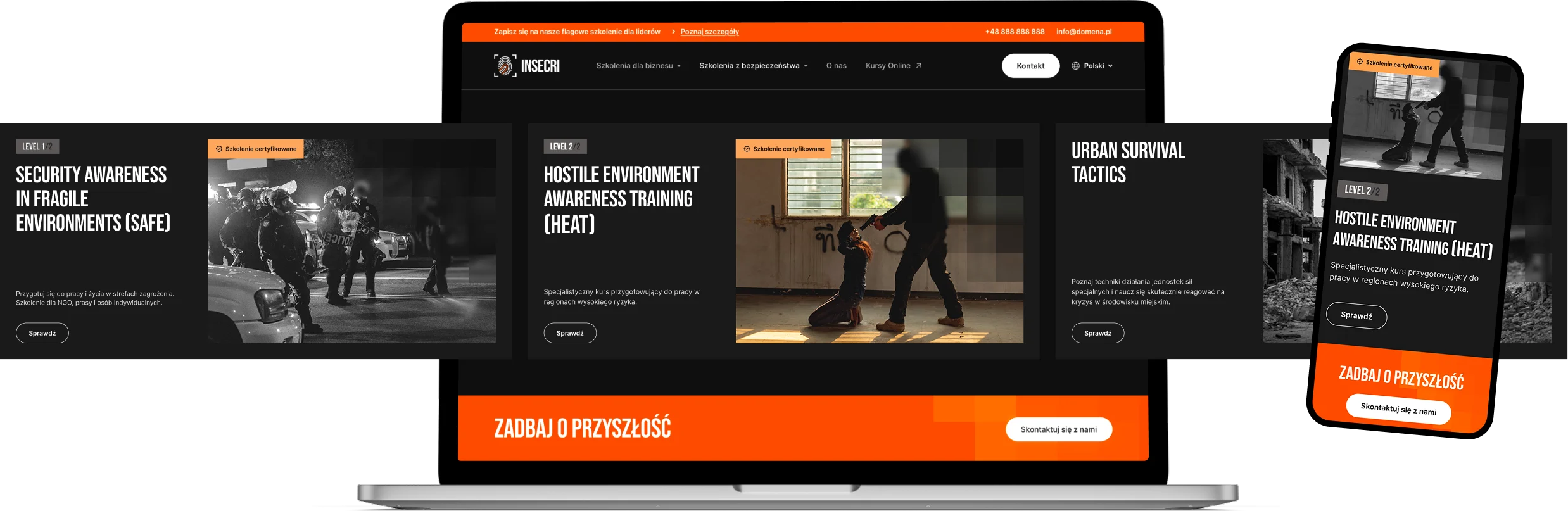 Strona dla firmy szkoleniowej — wersja desktop i mobile
