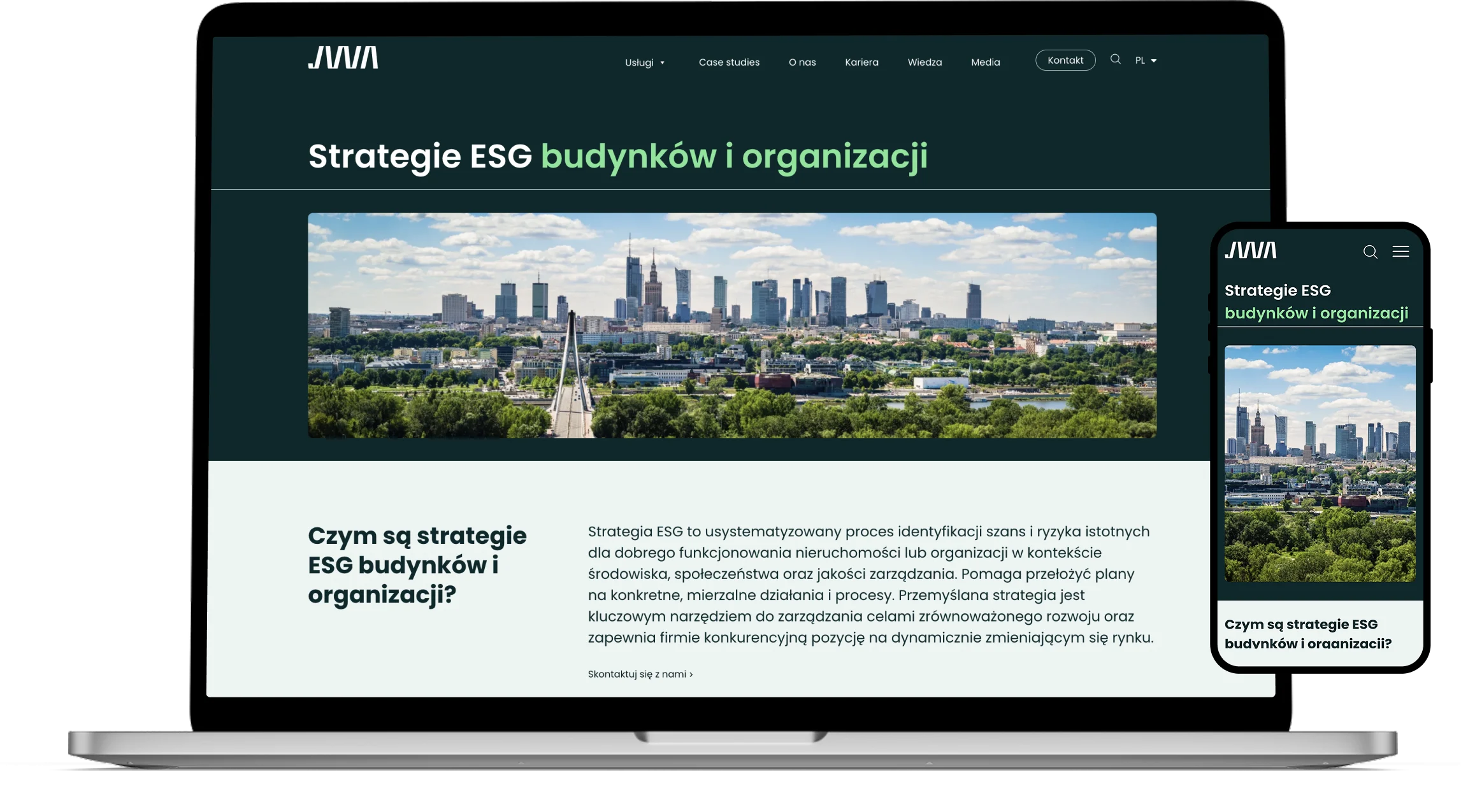Duży serwis internetowy dla firmy doradczej ESG