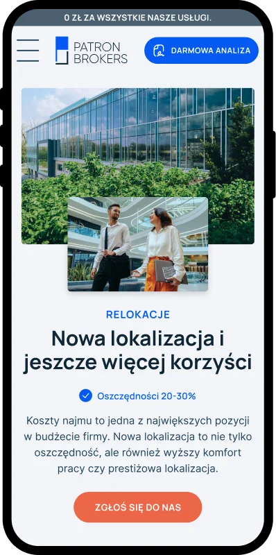 Podstrona usługi relokacji biura — strona dla doradcy nieruchomości komercyjnych