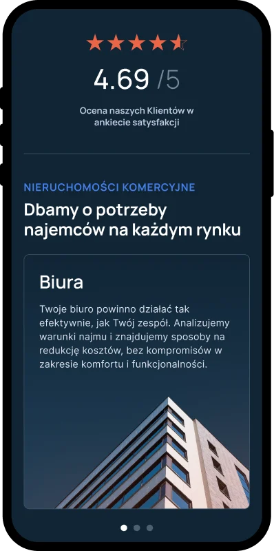 Strona dla doradcy nieruchomości komercyjnych — widok mobilny, nieruchomości komercyjne