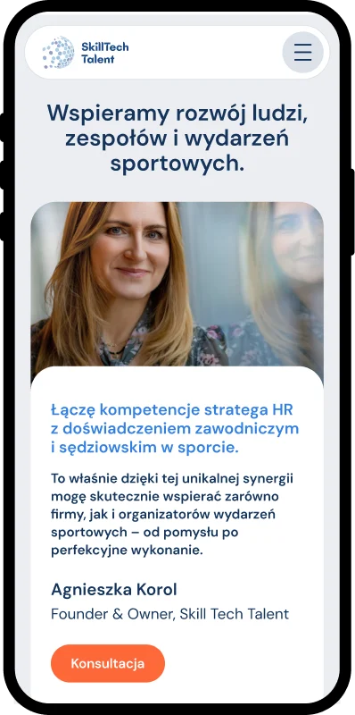 Strona dla firmy doradczej HR — widok mobilny, strona główna